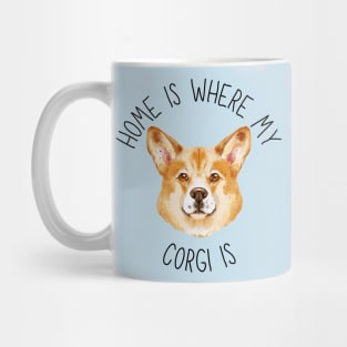 Home is Where My Corgi Is Dog Breed Lover Watercolor Mug